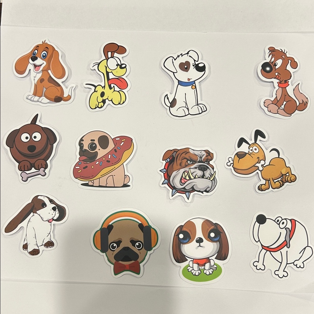 Cute Puppy Stickers for Laptops or Water Bottles (Waterproof) - Set of 12